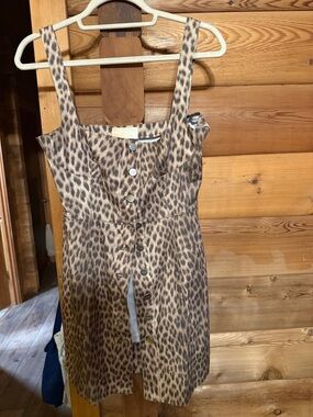 Capulet Leopard Print Button-Front Sundress in Brown and Tan